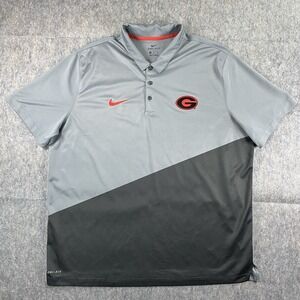 Nike UGA Golf Polo Shirt Men's‎ XXL 2XL Dri Fit University of Georgia Dawgs Gray